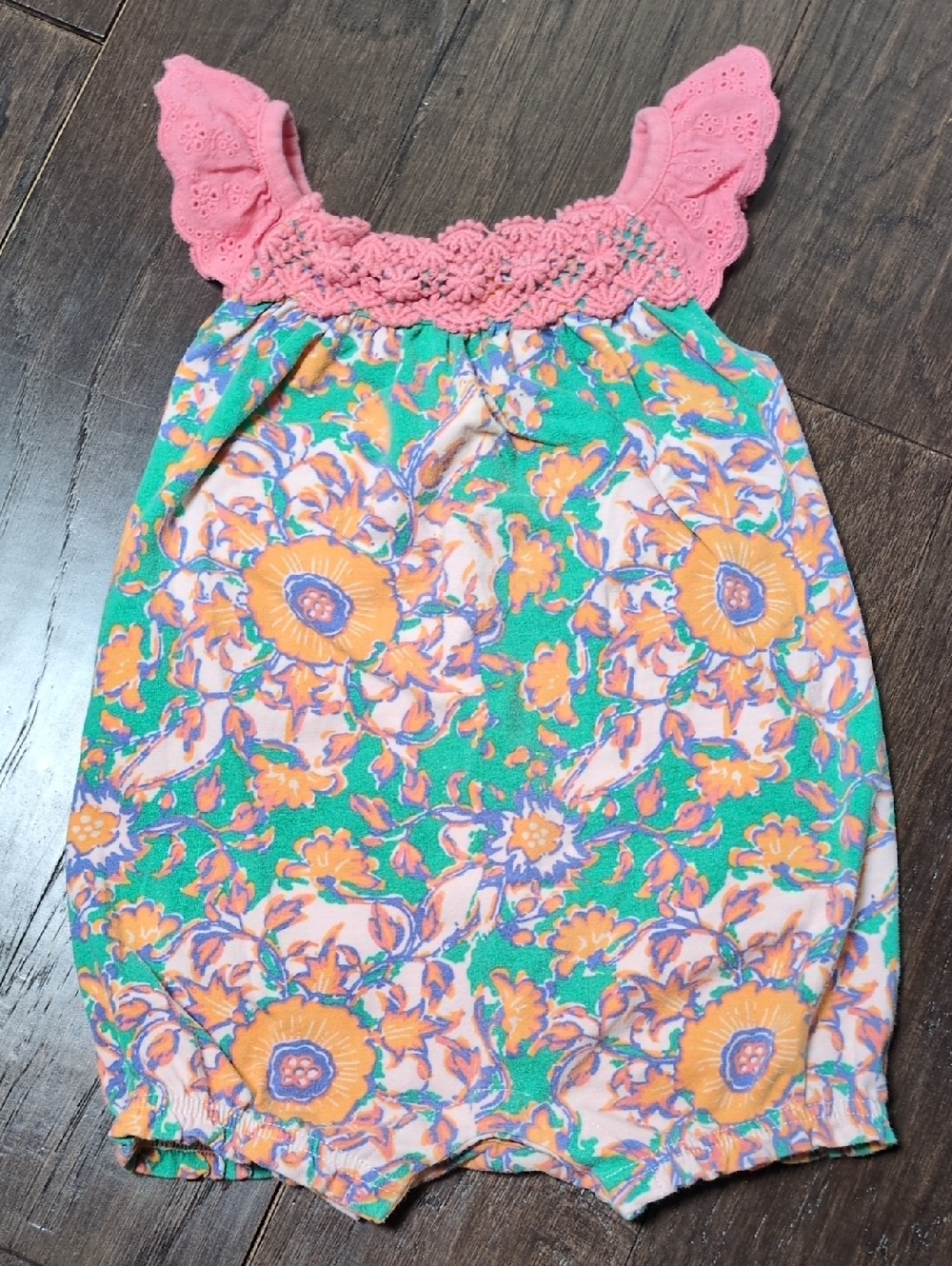 Matilda Jane Shorts Romper Size 18-24 Months Floral Crochet